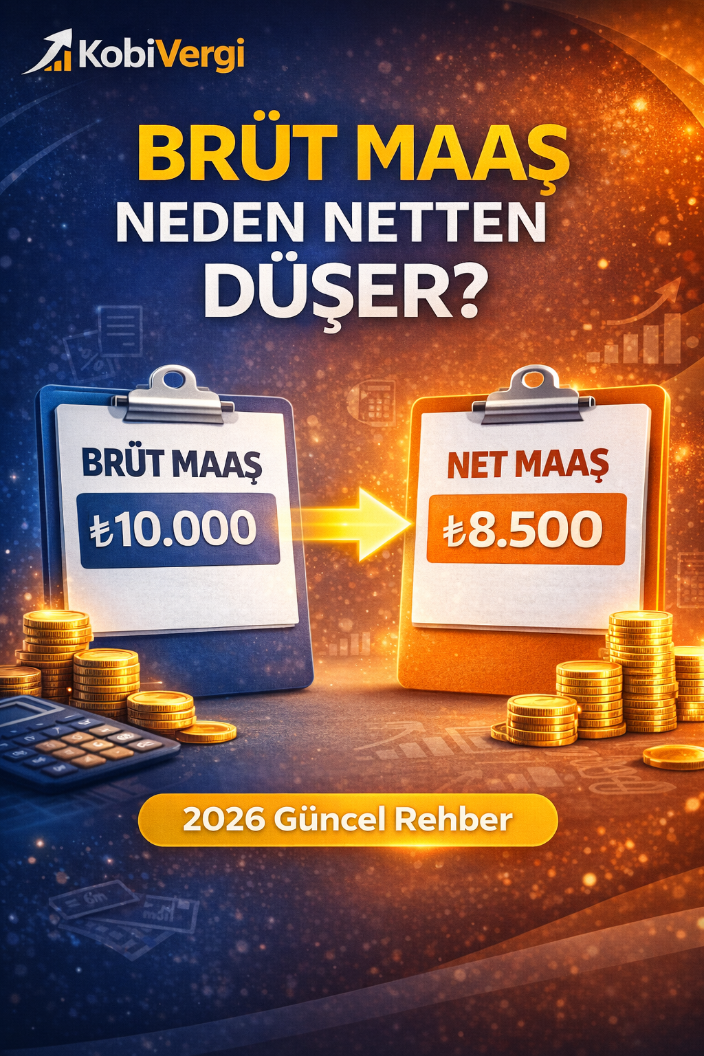 Brüt Maaş Neden Netten Düşer? 2026 Güncel Rehber - KobiVergi