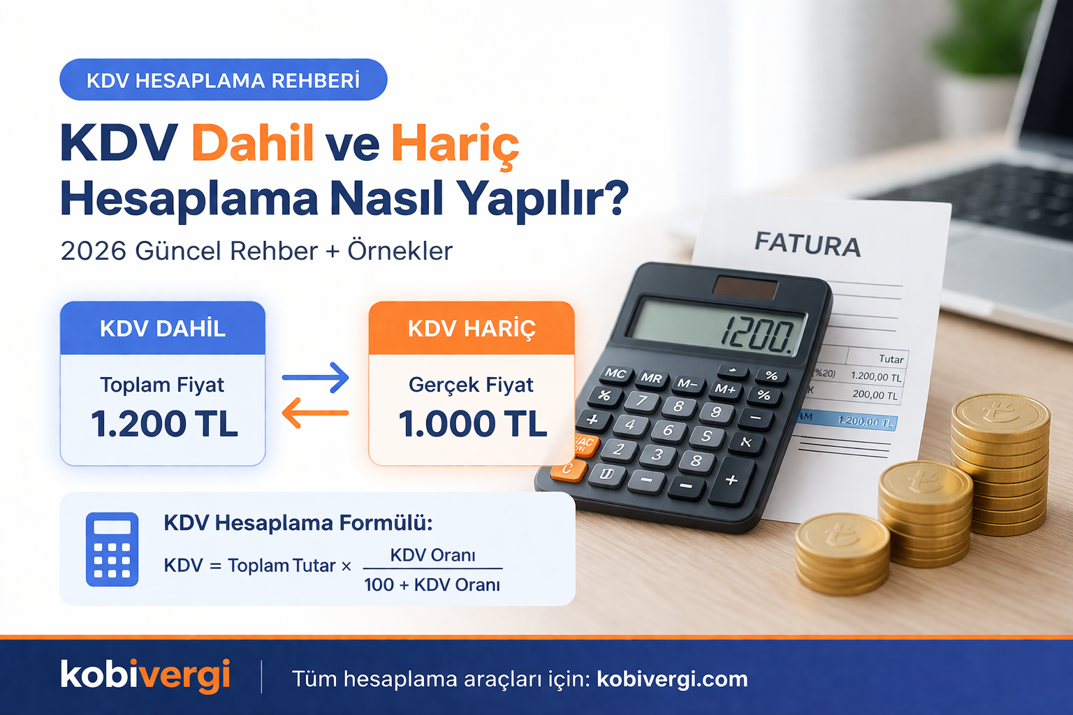 KDV Dahil ve Hariç Hesaplama Nasıl Yapılır? (2026 Rehberi) - KobiVergi